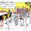 Карикатура про кладовище, скелет чорна