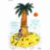 Карикатура про безлюдний острів, скелет чорна